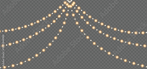 String of warm yellow fairy lights hanging in a swag pattern