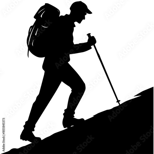 Hiker Silhouette – Black and White Adventure Scene