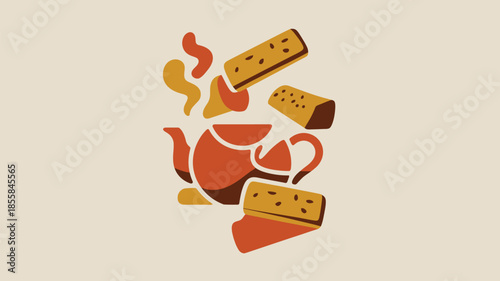 Traditional Tea and Biscuits Flat Graphic