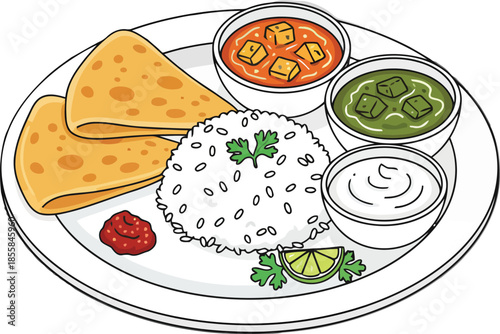 Vegetable pizza vector illustration on plate with cheese and fresh toppings