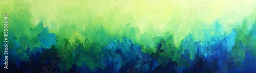 Panel kuchenny z motywem Vibrant abstract watercolor background with green blue and yellow hues blended together