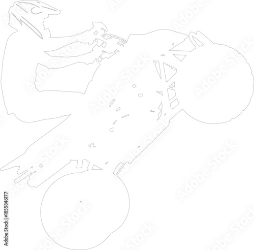 Dynamic Motocross Rider Outline Vector Line Art Stunt Illustration