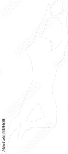 American football player silhouette leaping for a catch vector outline graphic