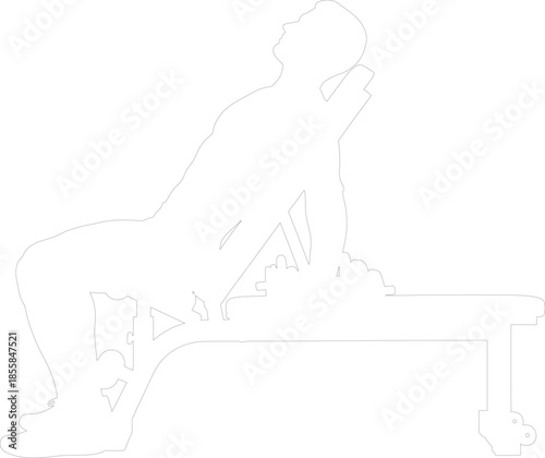 Fitness Icon Male Athlete Performing Incline Dumbbell Bench Press Outline Vector Graphic