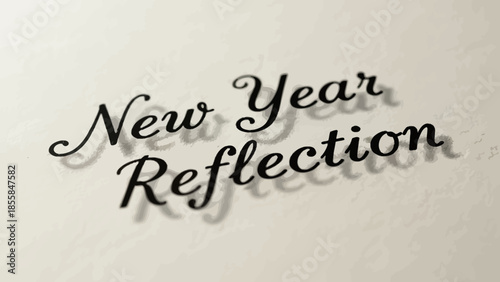 A serene typography artwork featuring New Year reflection design elements in a minimalist setting
