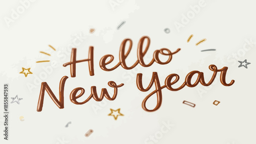 Celebrating the start of a new year with elegant typography and festive decorations