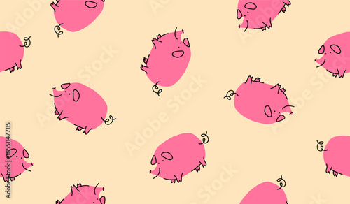 Cute pig pattern background vector design