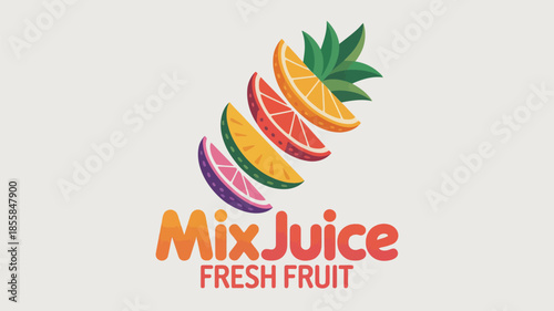 Vibrant Fresh Fruit Juice Brand Logo Design with Colorful Slices
