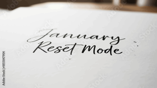 A close-up of elegant typography on paper displaying January Reset Mode