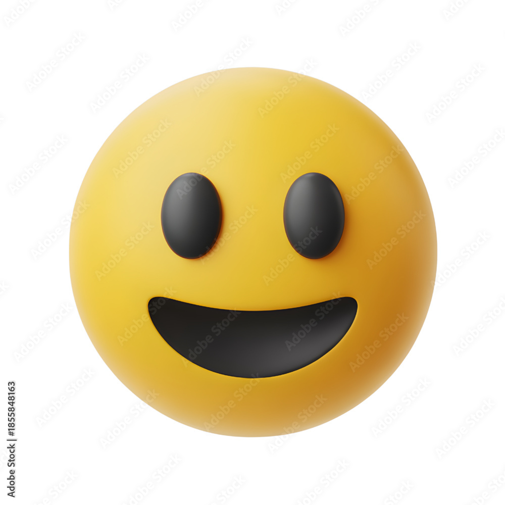 Fototapeta premium Smiling Yellow Emoji Face on White Background