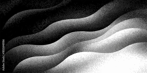 Smooth black and white abstract background featuring flowing silk fabric waves with a luxury gold pattern and soft shiny texture for a professional vector design backdrop