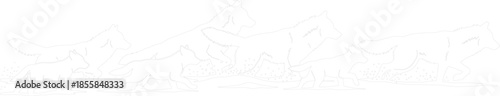 Pack of Running Wolves in Snow Outline Vector Illustration Monochrome Line Art for Coloring Book