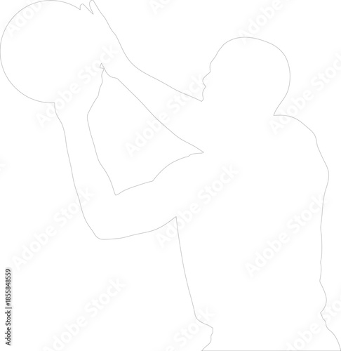 Basketball Player Shooting Ball Outline Vector Illustration Sport Action Silhouette Minimalist Graphic