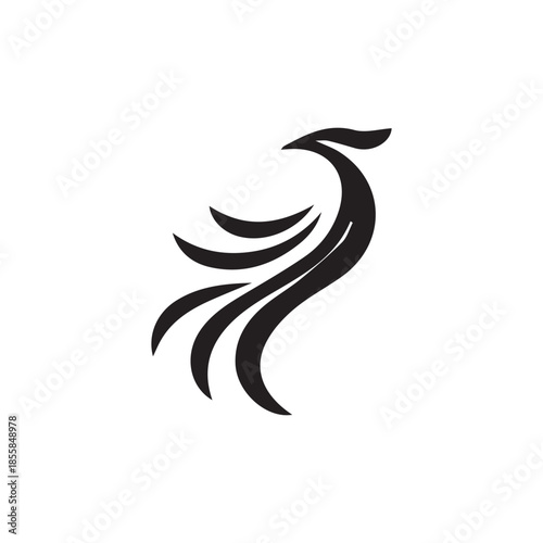 Stylized abstract phoenix bird outline logo design
