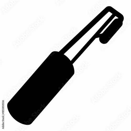 Stylized black and white illustration of an electronic soldering iron for repair projects