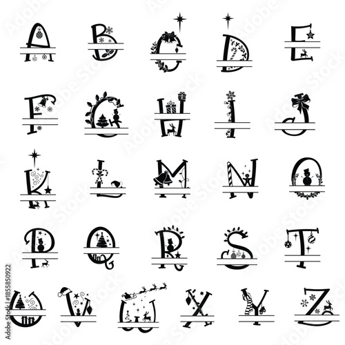 Christmas Vibes Split black Font vectors set