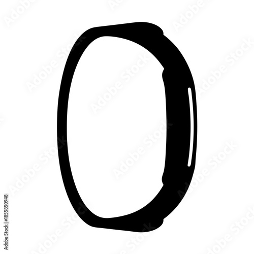 Minimalist Black and White Illustration of a Fitness Tracker Wristband Device
