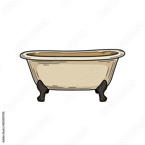 bathtub vector illustration in minimalist flat style on white background. Used for bathroom interiors, hygiene and home design topics