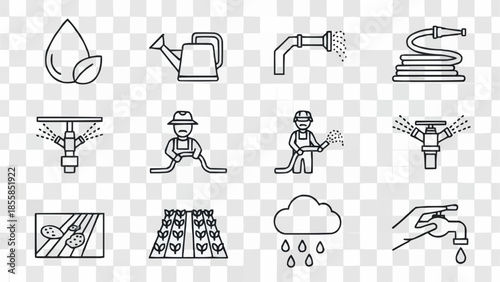 Gardening and Irrigation Icons Set.