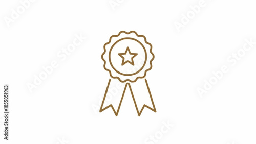 Gold Star Ribbon Award Icon Vector Illustration.