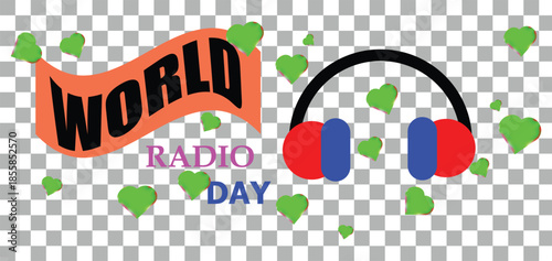 Celebrating World Radio Day on a transparent background
