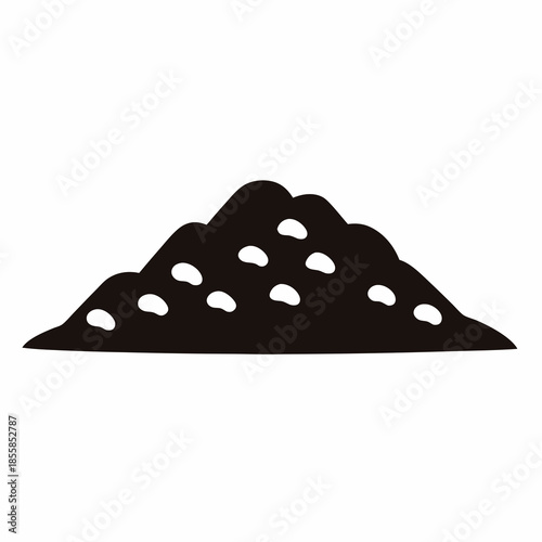 Stylized black and white image of a small heap with light spots