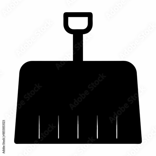 Silhouette of a dustpan with a short handle for cleaning purposes