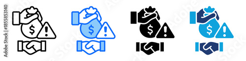 Bribe Handshake Icon Set Multi Style Vector Illustration