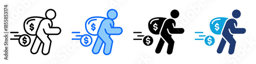 Stolen Money Icon Set Multi Style Vector Illustration