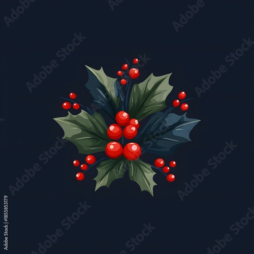 christmas background with holly, generation ai,