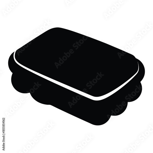 Isometric Black and White Sponge Illustration for Cleaning and Household Tasks