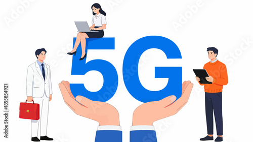 5G technology illustration with people