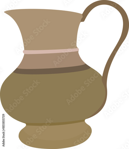 Vintage ceramic pitcher jug illustration isolated on transparent background