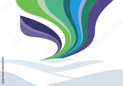 Abstract Aurora Borealis Inspired Design with Snowscape