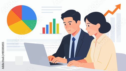 Business professionals analyzing data