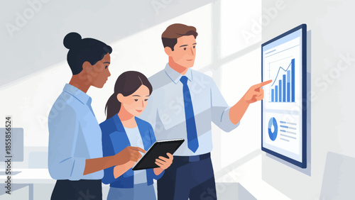 Business team analyzing data chart