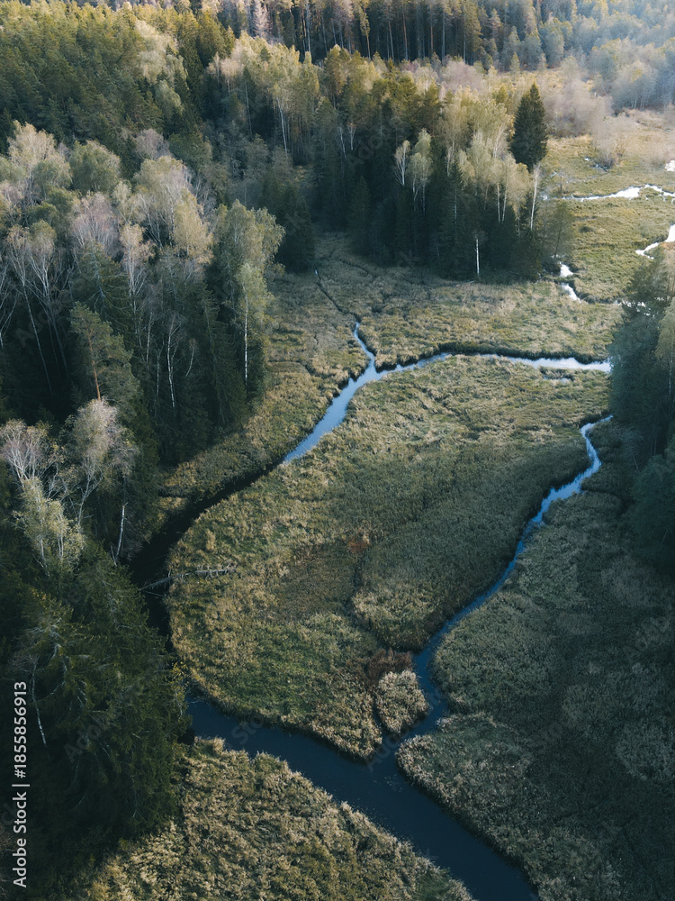 Fototapeta premium aerial view of the river
