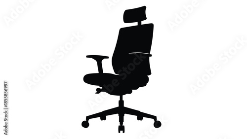 Black office chair silhouette isolated on white background