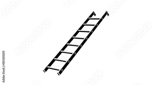 Black flat vector design of a simple ladder icon for construction, repair, or upward progress concept isolated on white background