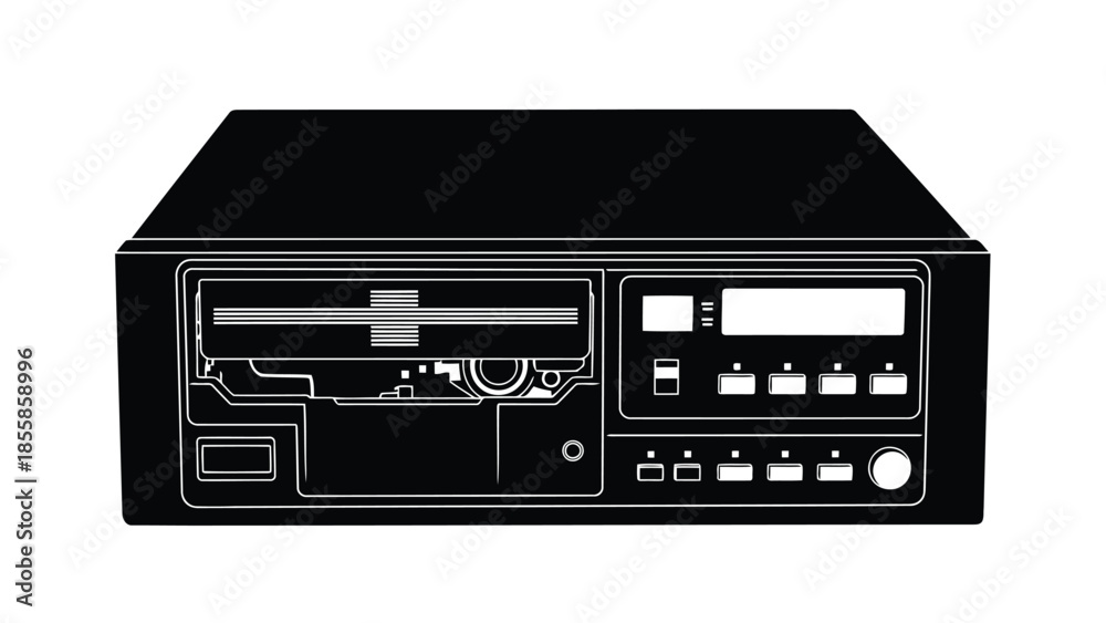 Fototapeta premium Classic Retro Audio Cassette Tape Deck Player Front View Graphic Illustration isolated on white background