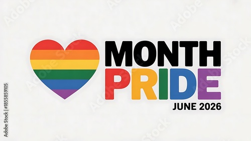 Pride month celebration logo with rainbow heart
