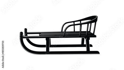 Black metal sled silhouette isolated on white background