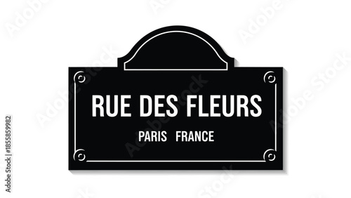 Black rectangular street sign with white text and border isolated on white background