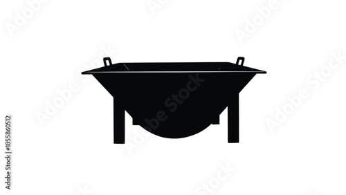 Black silhouette of a cauldron on a isolated on white background