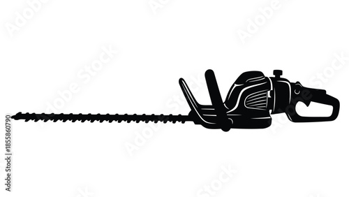 Black silhouette of a hedge trimmer on a isolated on white background