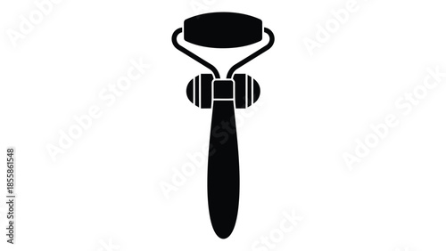Minimalist black jade roller silhouette icon symbol isolated on white background