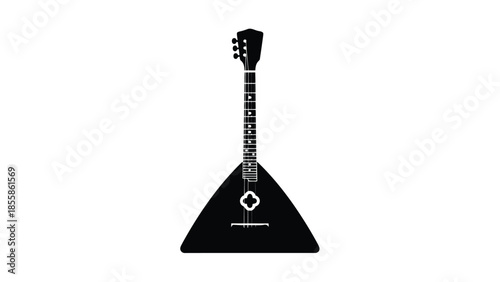 Minimalist Black Balalaika Silhouette isolated on white background