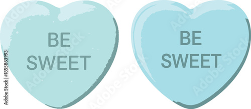 Sweet words on light blue valentine conversation heart candy, perfect for a candy hearts border design