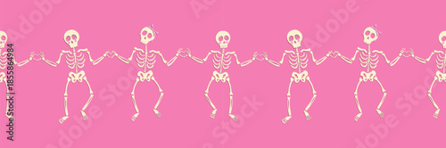 Cute Skeleton Finger Heart Seamless Border