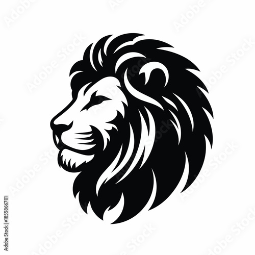 Wallpaper Mural Black and white lion head graphic on white background vector Torontodigital.ca